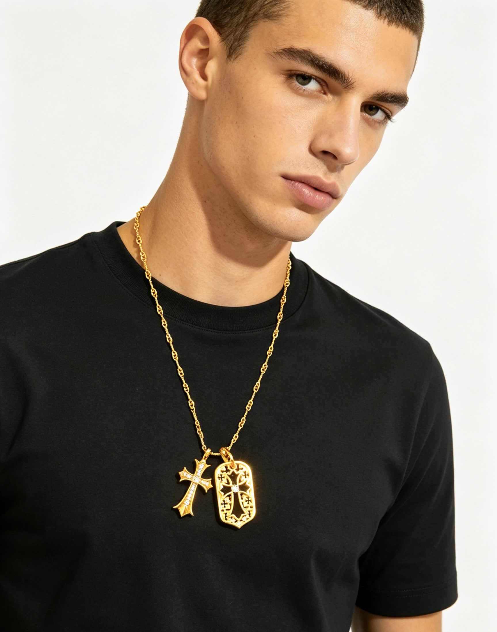 Chrome Hearts Gold Cross Pendant Necklace